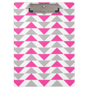 Geometric Triangles Pink Grey White Pattern Clipboard
