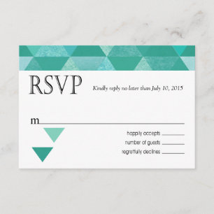 Geometric Triangles RSVP Response Card   teal