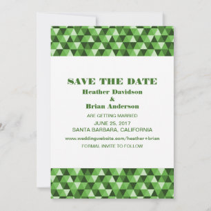 Geometric Triangles Save the Date Invite, Green Invitation