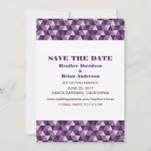 Geometric Triangles Save the Date Invite, Purple Invitation