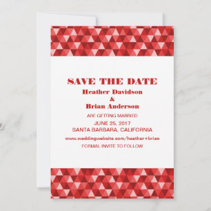 Geometric Triangles Save the Date Invite, Red Invitation