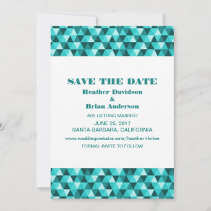 Geometric Triangles Save the Date Invite, Teal Invitation