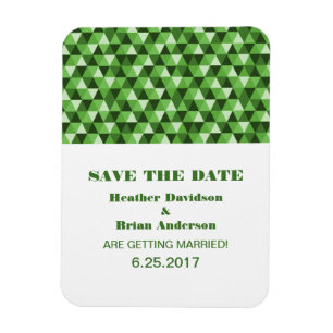 Geometric Triangles Save the Date Magnet, Green Magnet