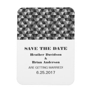 Geometric Triangles Save the Date Magnet, Grey Magnet