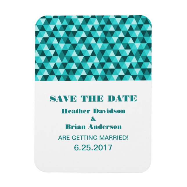 Geometric Triangles Save the Date Magnet, Teal Magnet (Vertical)