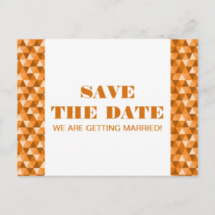 Geometric Triangles Save the Date Postcard, Orange Announcement Postcard