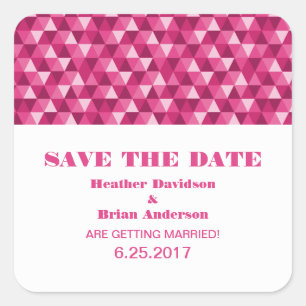 Geometric Triangles Save the Date Stickers, Pink Square Sticker