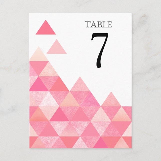 Geometric Triangles Table Numbers | pink mauve Postcard (Front)