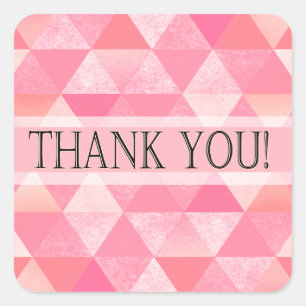 Geometric Triangles Thank You   peony pink mauve Square Sticker