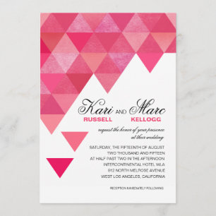 Geometric Triangles Wedding   fuschia hot pink Invitation