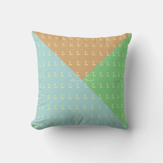 geometric triangles with initials pattern cushion (Front)
