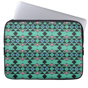 Geometric tribal aztec andes hipster teal pattern laptop sleeve