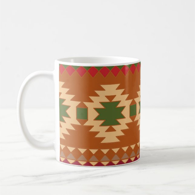 Geometric Tribal Aztec Colourful Pattern Coffee Mug (Left)