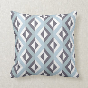 Geometric Tribal Diamond Pattern Blue Cushion