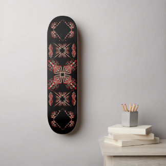 Geometric Tribal-Inspired Design in Bold Black Skateboard