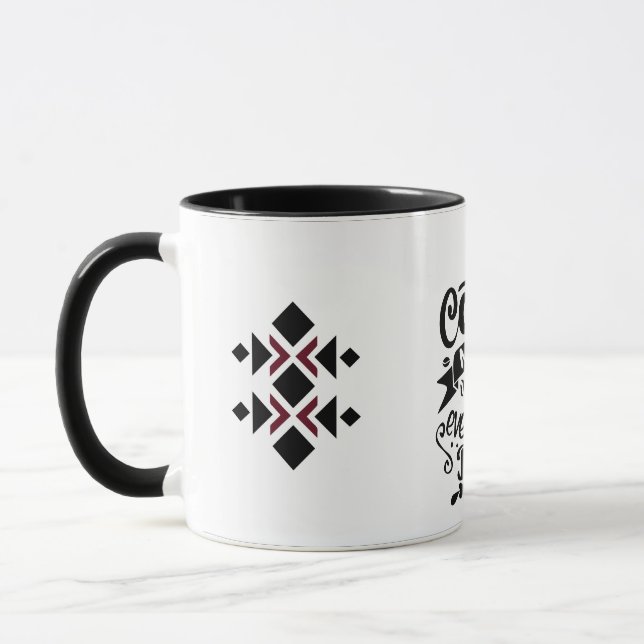 Geometric Tribal Pattern Black & White Coffee Mug (Left)