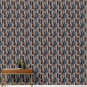Geometric Tribal (Terracotta + Blue) Luxury Wallpaper