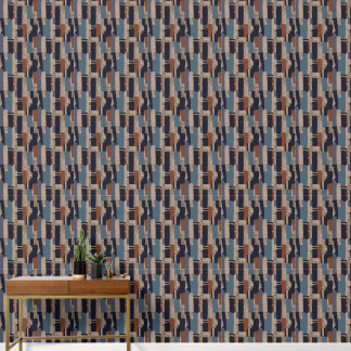 Geometric Tribal (Terracotta + Blue) Luxury Wallpaper