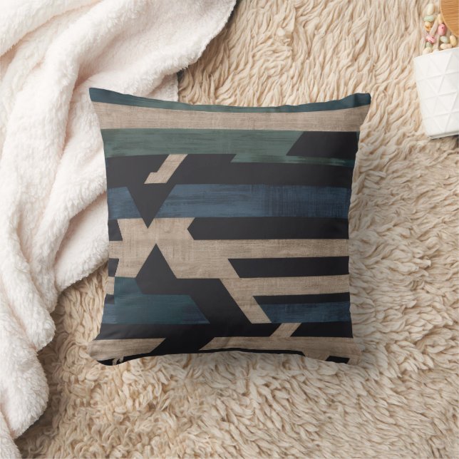 Geometric Tribal (Terracotta + Green) Luxury Cushion (Blanket)