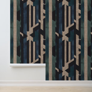 Geometric Tribal (Terracotta + Green) Luxury Wallpaper