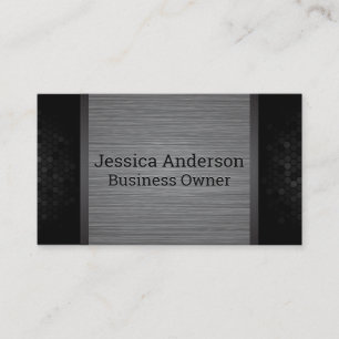 Geometric Trim   Metallic Brushed Background Business Card
