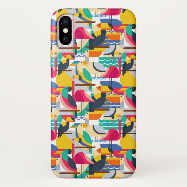Geometric Tropical Birds Case-Mate iPhone Case (Back)