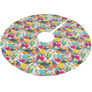 Geometric Tropical Birds Monogram Brushed Polyester Tree Skirt