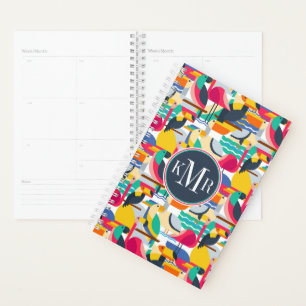 Geometric Tropical Birds   Monogram Planner