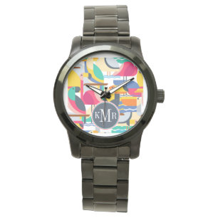 Geometric Tropical Birds   Monogram Watch