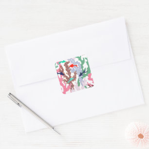 Geometric Tropical Fish Coral Reef Square Sticker