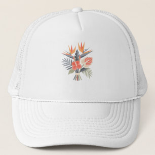 Geometric Tropical Flowers Modern Minimalist Art Trucker Hat