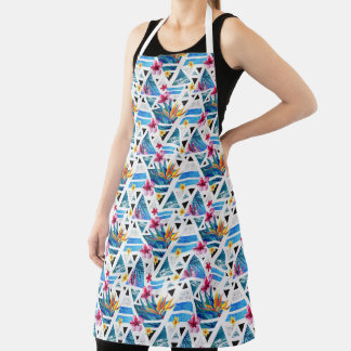 Geometric Tropical Flowers Pattern Apron
