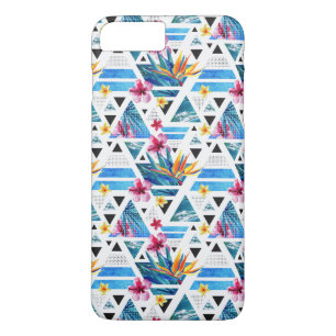 Geometric Tropical Flowers Pattern iPhone 8 Plus/7 Plus Case