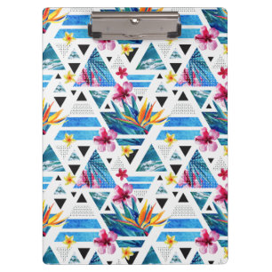 Geometric Tropical Flowers Pattern Clipboard