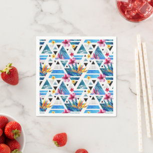 Geometric Tropical Flowers Pattern Napkin