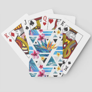 Geometric Tropical Flowers Pattern Playing Cards