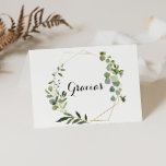 Geometric Tropical Folded Wedding Gracias Card<br><div class="desc">This geometric gold folded wedding gracias card is perfect for a tropical wedding. The design features hand-painted beautiful green leaves, adorning a gold geometric frame. Personalise the inside of the card with your names, and a thank you message. Or, leave the thank you message section blank and hand write a...</div>