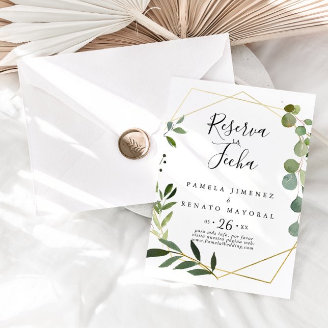 Geometric Tropical Green Leaves Reserva la Fecha Save The Date (Creator Uploaded)