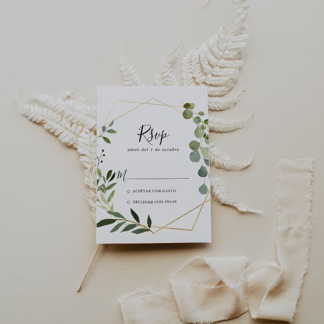 Geometric Tropical Green Leaves  Spanish RSVP (Creator Uploaded)