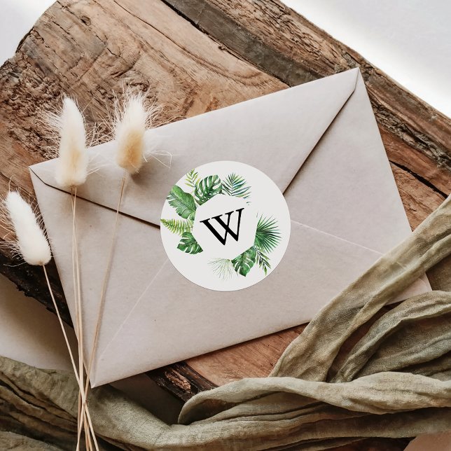 Geometric Tropical Monogram Wedding Envelope Seals (Creator Uploaded)
