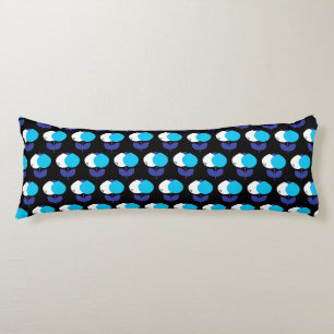 Geometric Tulips Blue and Black Body Cushion