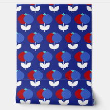 Geometric Tulips Red and Blue