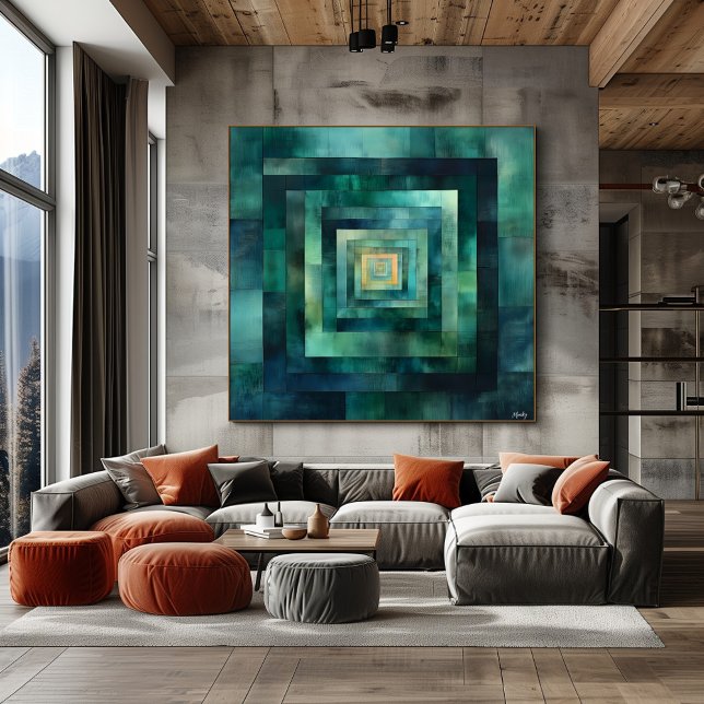 Geometric Tunnel Abstract Art – Teal and Green Poster (Creator Uploaded)