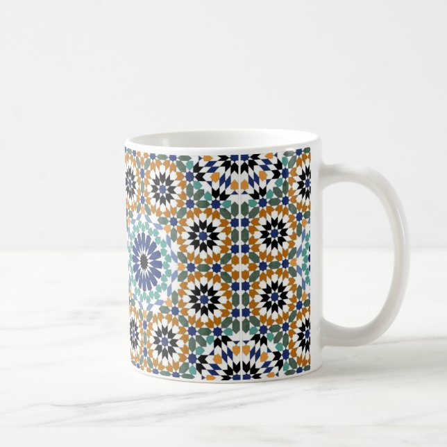 Geometric Turkish Blue  and Brown design Coffee Mug (Right)