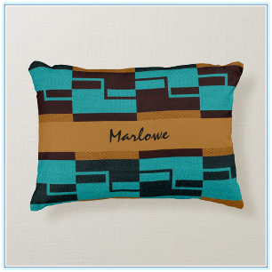 Geometric Turquoise Black and Brown Decorative Cushion
