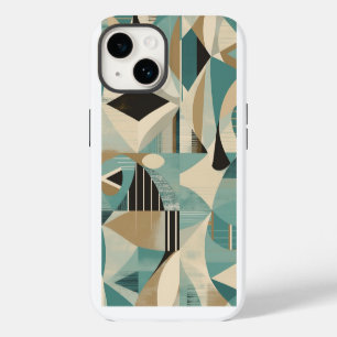 Geometric Turquoise Mid-Century Modern Pattern iPhone 14 Case