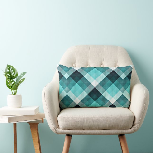 Geometric Turquoise Pattern Lumbar Cushion (Chair)