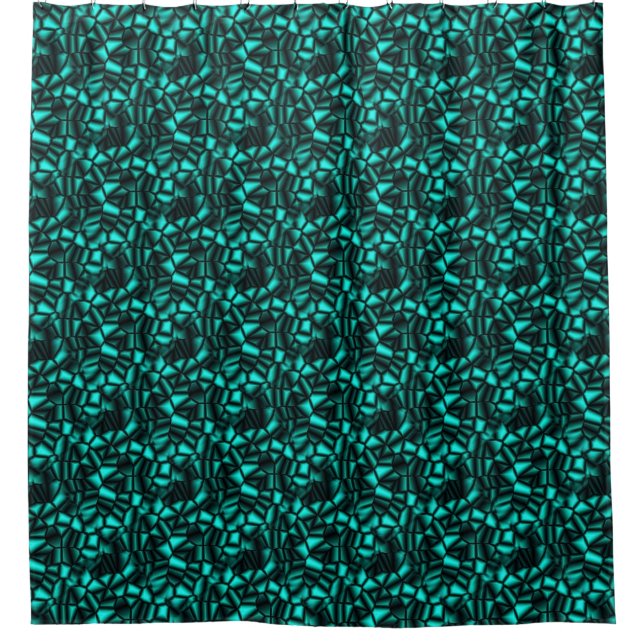 Geometric Turquoise Shapes Pattern Shower Curtain (Front)