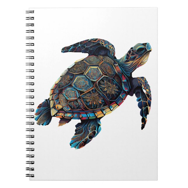 Geometric Turtle Colorful Abstract Rainbow Notebook (Front)