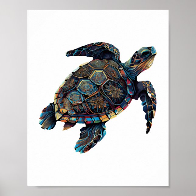 Geometric Turtle Colourful Abstract Rainbow Poster (Front)